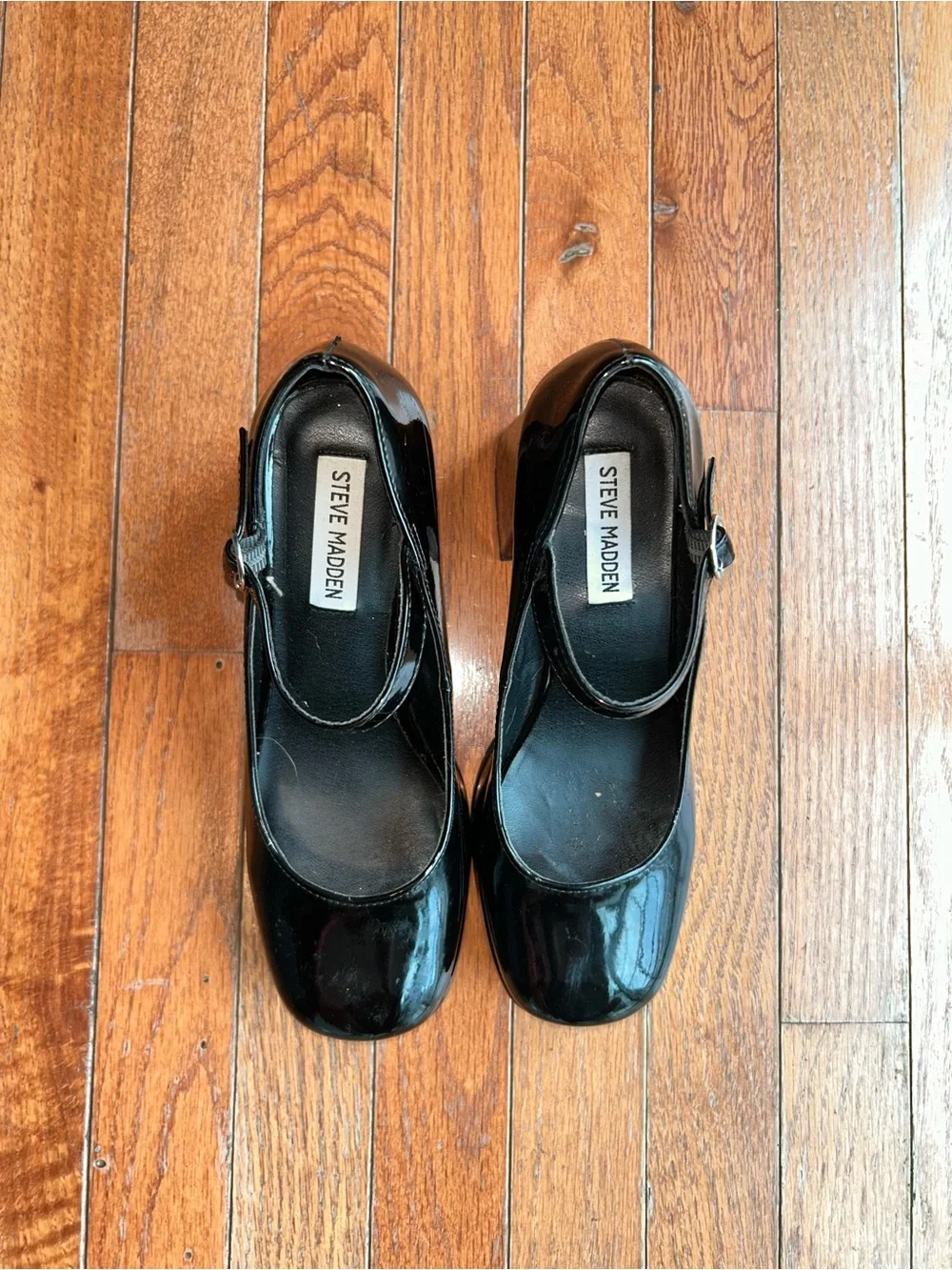 Steve Madden Tiffany Black Patent Mary Jane Platform Heels Size 8